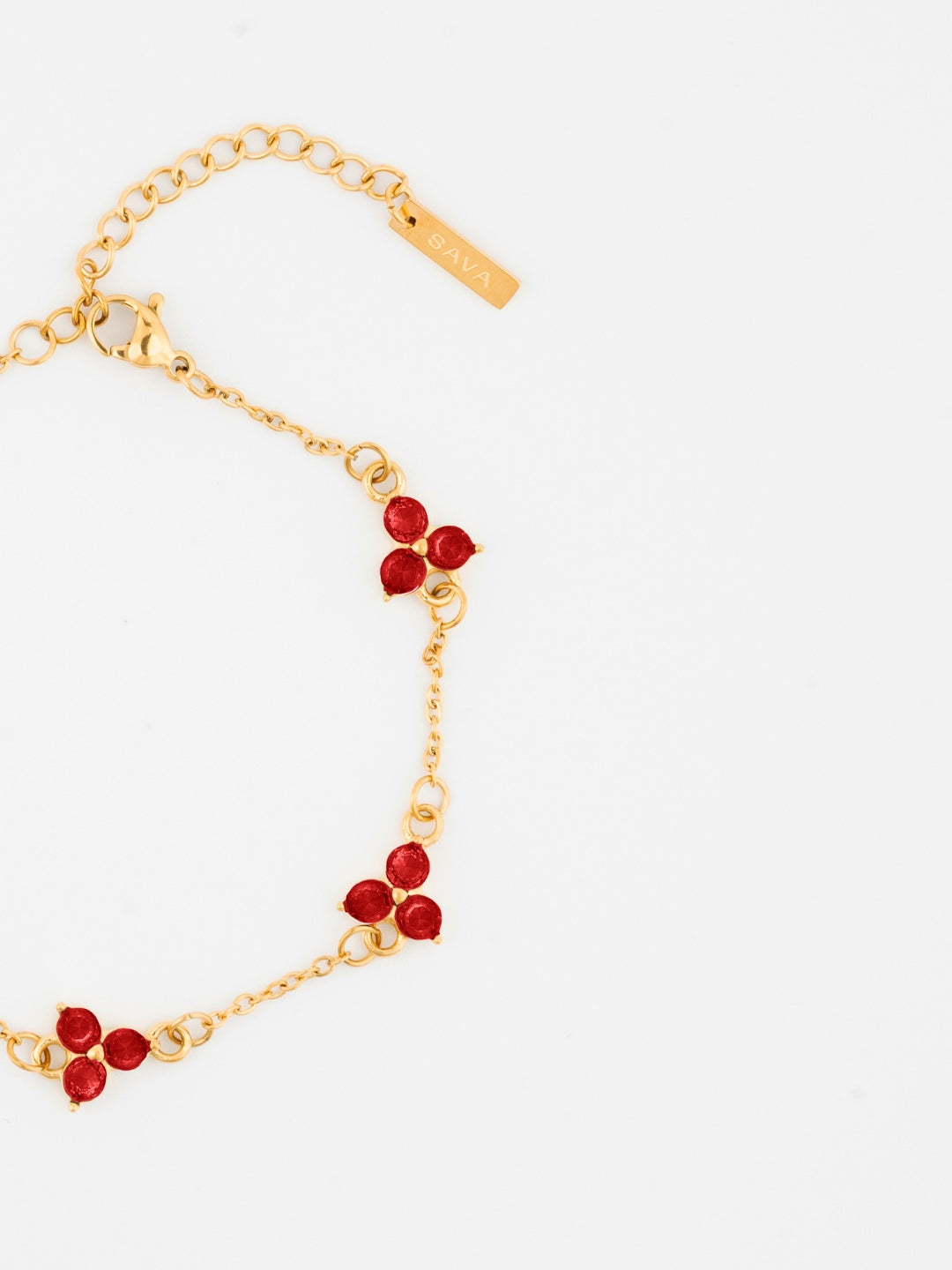 BRACCIALE TRIFOGLIO ROSSO | Oro 18 carati