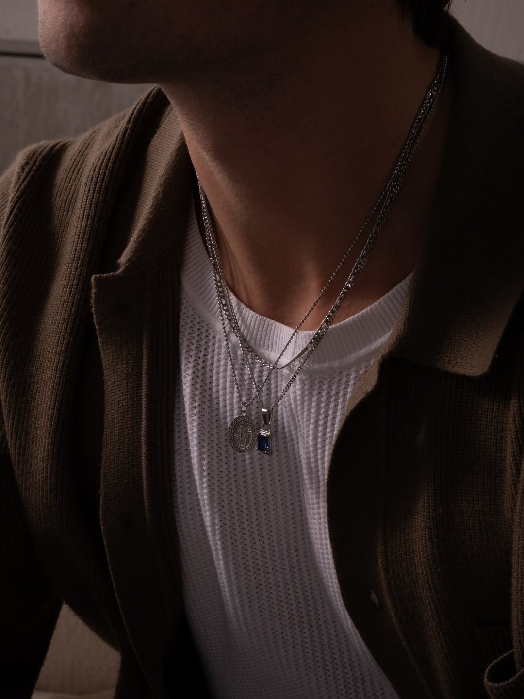 CATENA CON PIETRE PREZIOSE DELL'OCEANO | Argento