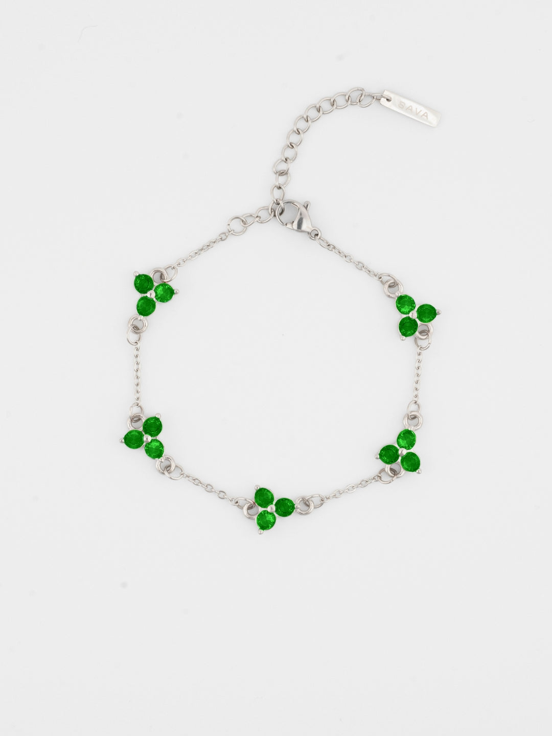 BRACCIALE TRIFOGLIO VERDE | Argento