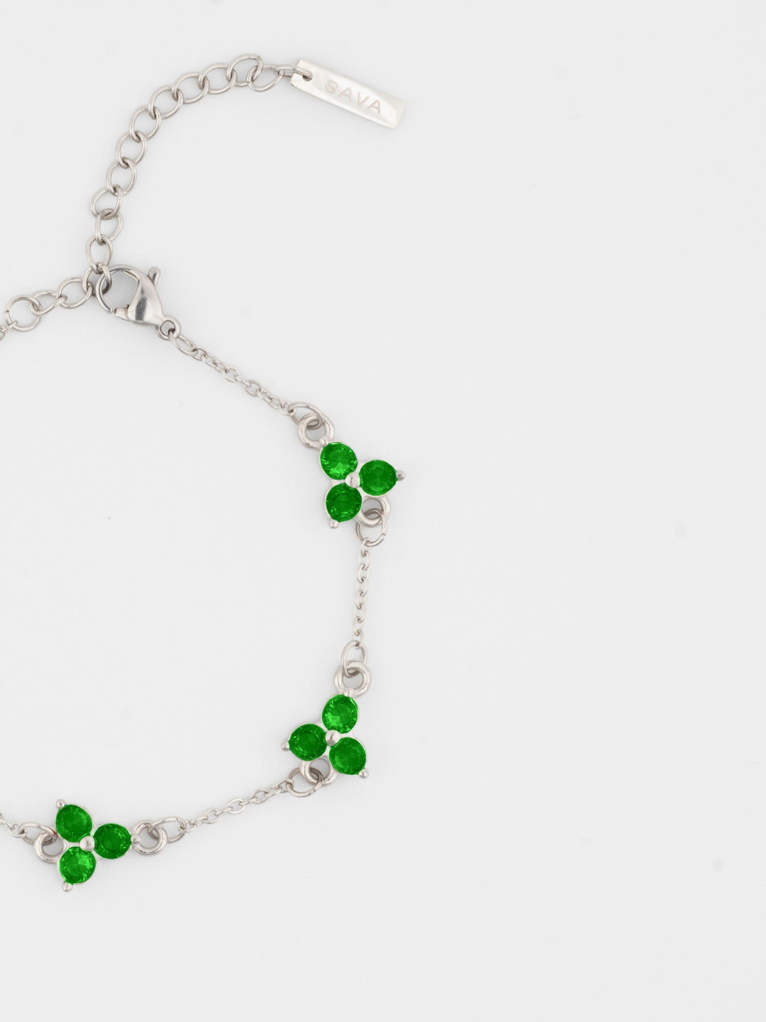 BRACCIALE TRIFOGLIO VERDE | Argento