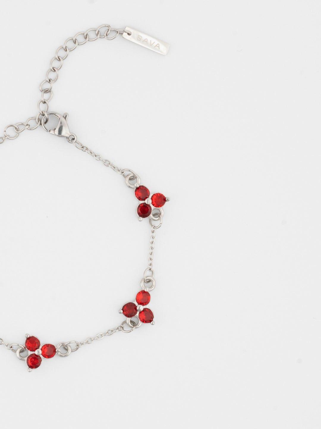 BRACCIALE TRIFOGLIO ROSSO | Argento