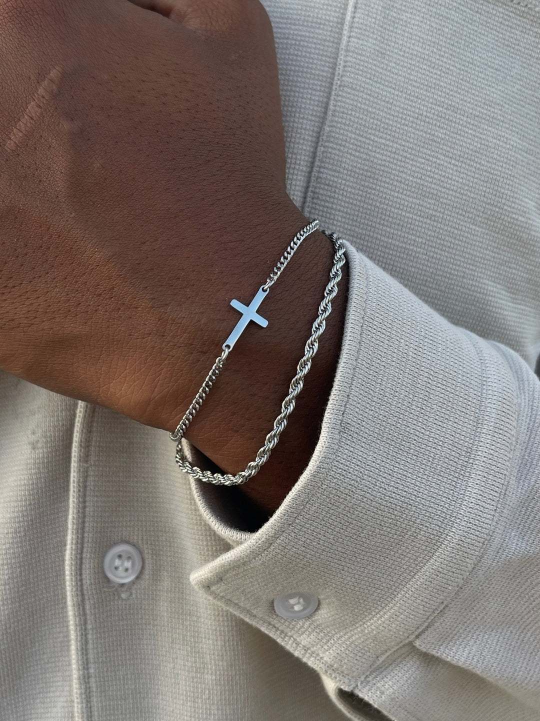 SET CROSS X ROPE 3MM | Argento