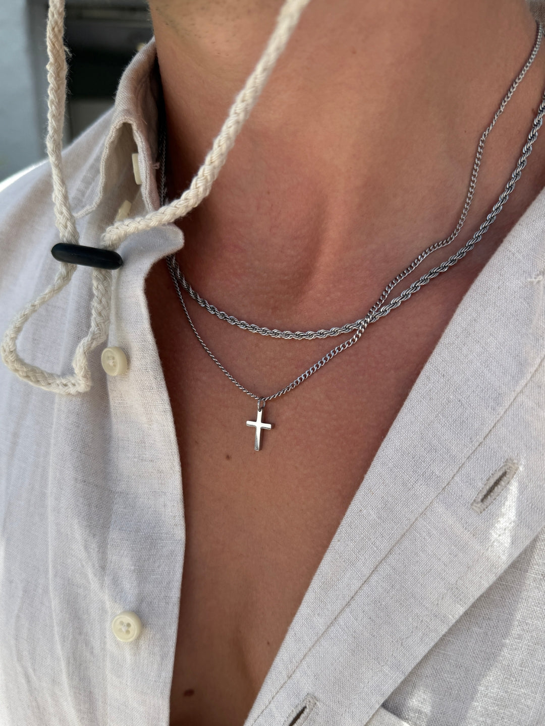 SET CROSS X ROPE 3MM | Argento