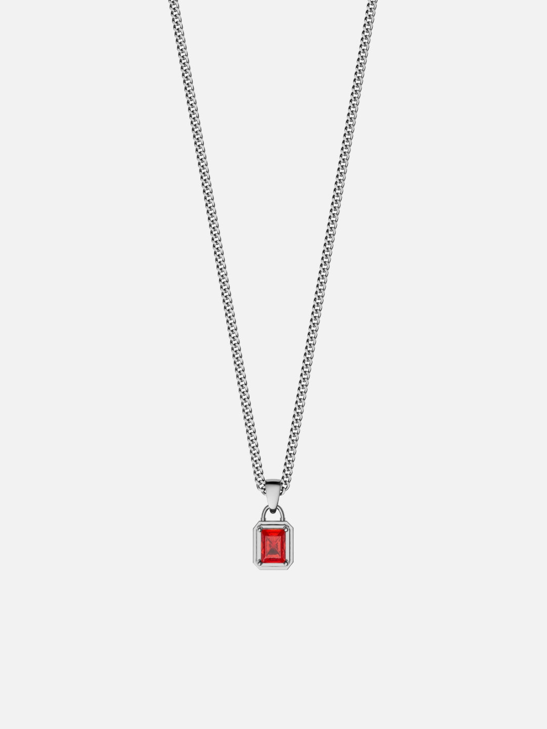 CATENA CON PIETRE PREZIOSE ROSSE | Argento