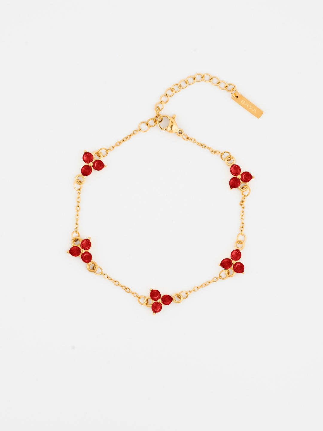 BRACCIALE TRIFOGLIO ROSSO | Oro 18 carati