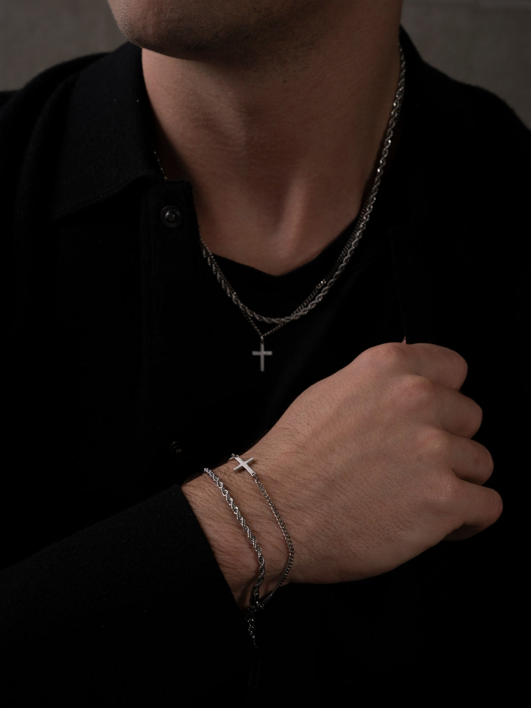 SET CROSS X ROPE 3MM | Argento