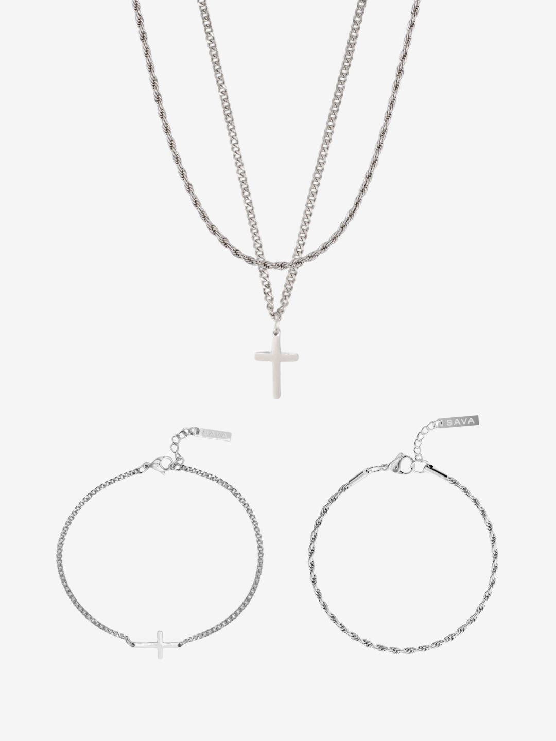 SET CROSS X ROPE 3MM | Argento