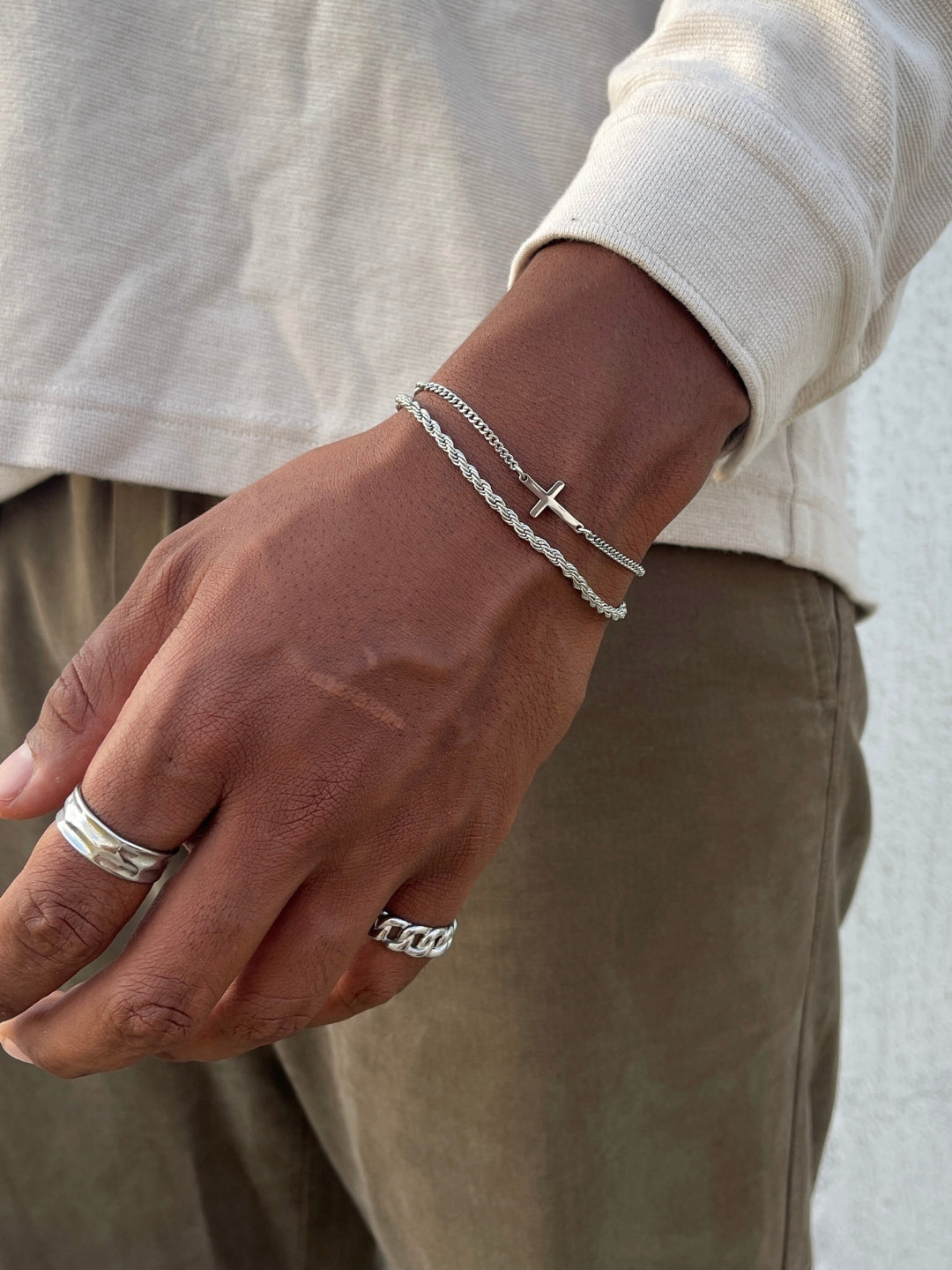 SET CROSS X ROPE 3MM | Argento